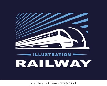 Train logo illustration on dark background, emblem