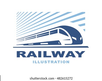 Train logo illustration on light background, emblem