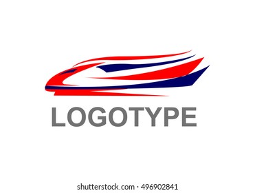 Train logo illustration on light background, emblem
