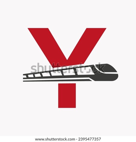 Train Logo On Letter Y, Express Symbol Vector Template