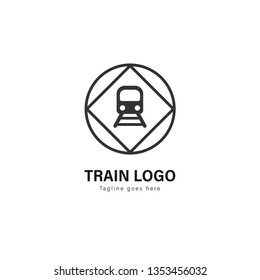 Train logo template design. Train logo with modern frame isolated on white background