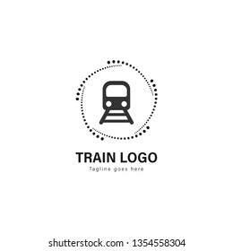 Train logo template design. Train logo with modern frame isolated on white background