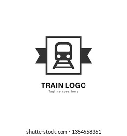 Train logo template design. Train logo with modern frame isolated on white background