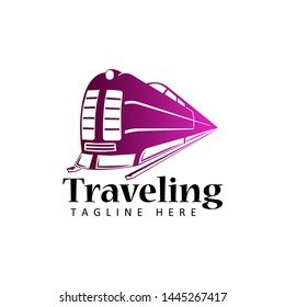 train logo template design vector for agency travel  in isolated background