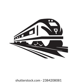 Logo tram icono metro vector silueta diseño aislado tren negro