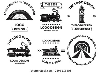 Train logo and train travel in vintage style isolated on background