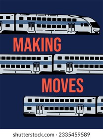 Train making moves , transportation vector and graphic for other print