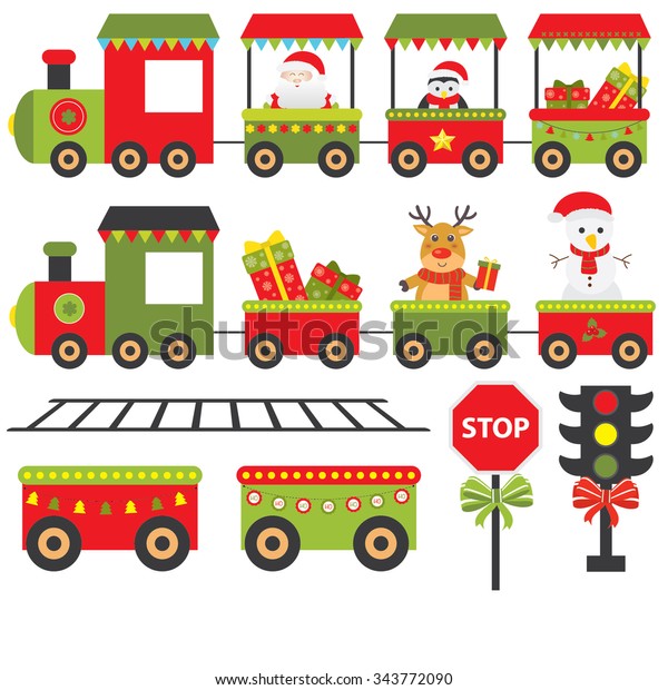 Train Merry Christmas Greeting Stock Vector (Royalty Free) 343772090 ...