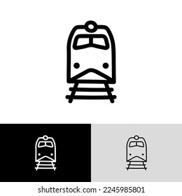 Tren, ícono del doodle del metro. Transporte público. Vista frontal. Ilustración vectorial.