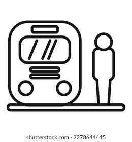 Train metro icon outline vector. City platform. City waiting