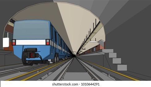 train in a metro station form the tunnel