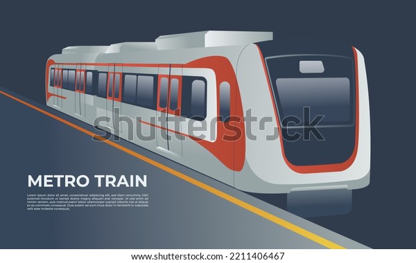 Train in metro station, Light rail or light\
rail transit (LRT) vector illustration\
