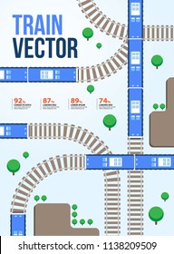 Train Metro Vector Illustration, Transportation Subway, Flat Style, Top View, Brochure Template.