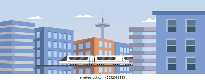 Train in the metropolitan area. Train through building. Chongqing train transportation. Chongqing rail transit. Panoramic tram. Subway in the city. Urban city subwa. City tram. Modern highspeed train