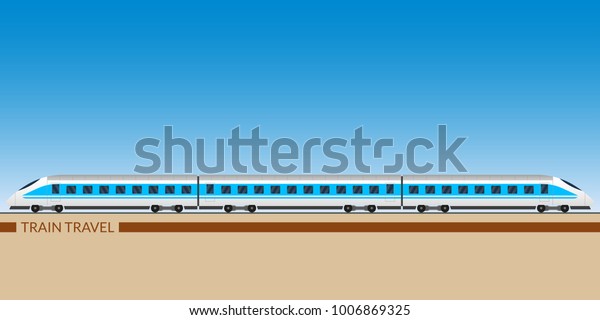 Train. Modern passenger express
train. Railway carriage. Railroad wagons. Vector
illustration.
