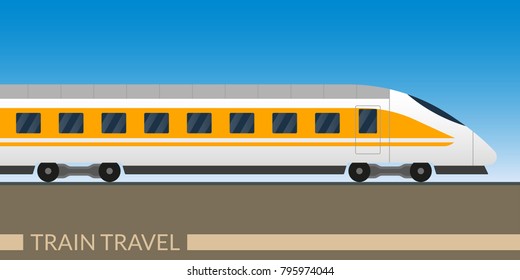 Train. Modern passenger railroad express. Travel by train banner. Vector illustration.