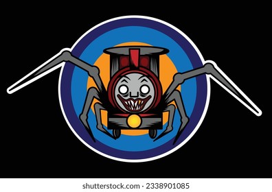 the train mosnter with spider foot illustration vector