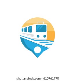 Train And Natural Sky Icon Logo Vector