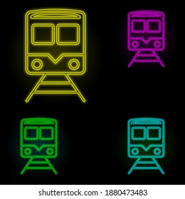 Train neon color set icon. Simple thin line, outline vector of global logistics icons for ui and ux, website or mobile application
