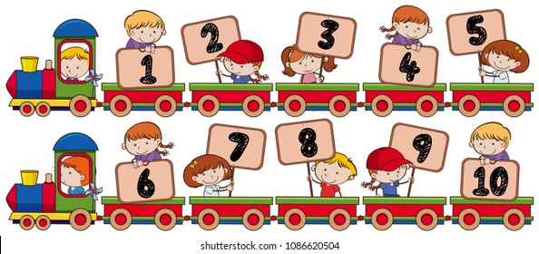 Train with Number One to Ten illustration