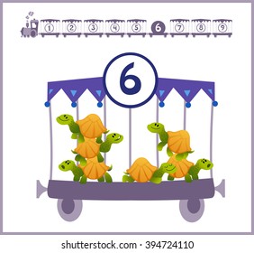 Train with numbers and animals for preschool learning: six