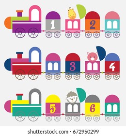 Train with numbers and animals for preschool learning
