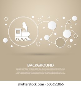 Train old classic steam engine locomotive icon on a brown background with elegant style and modern design infographic. Vector illustration