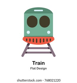 Train on the rail Flat vector Illustration