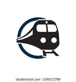 Train on rail logo design icon vector