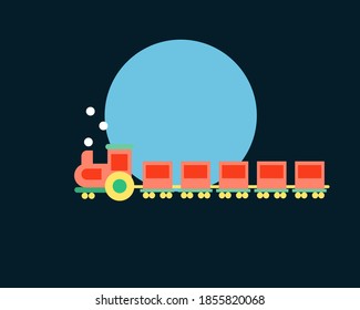 Tren en ferrocarril. Estilo vectorial de dibujos animados para su diseño.