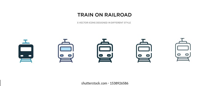 train on railroad icon in different style vector illustration. two colored and black train on railroad vector icons designed in filled, outline, line and stroke style can be used for web, mobile, ui