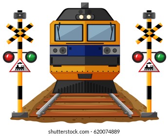 Train on the railroad illustration