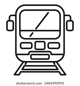 Train on rails icon outline vector. Railway crossing. Open track platform