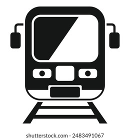 Tren sobre rieles icono Vector simple. Cruce ferroviario. Plataforma de pista abierta