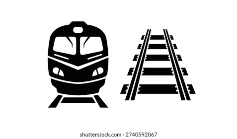 Train on Railway Tracks Ahead View