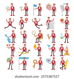 train operator characters in different poses illustration set