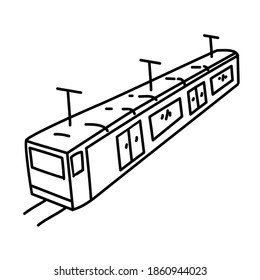 Train Outline Hand Drawn Icon Set Vector