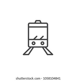 Train outline icon. linear style sign for mobile concept and web design. Railway station simple line vector icon. Metro symbol, logo illustration. Pixel perfect vector graphics
