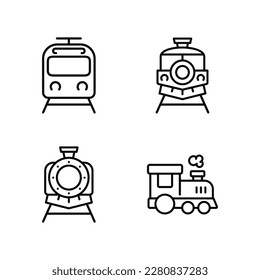 Train outline icon set isolated on white background