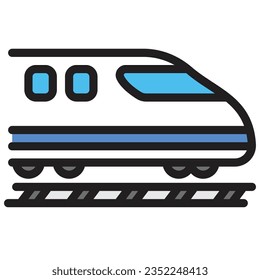 Train outline icon. Transportation illustration for templates, web design and infographics. Pixel-perfect at 64x64
