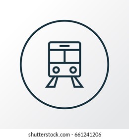 Train Outline Symbol. Premium Quality Isolated Tram  Element In Trendy Style.