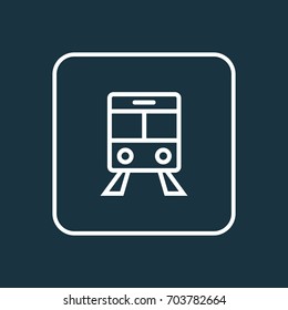 Train Outline Symbol. Premium Quality Isolated Tram  Element In Trendy Style.