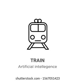 Train outline vector icon. Thin line black train icon, flat vector simple element illustration from editable artificial intelligence concept isolated on white background