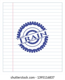 Train pen effect. Blue ink. Vector Illustration. Detailed.