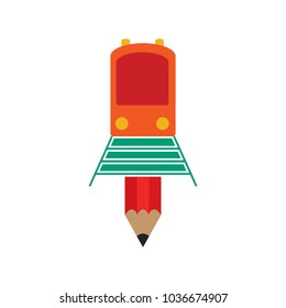 Train Pencil Logo Icon Design
