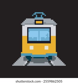 train pixel art, vector illustration on isolated background.