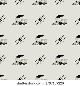 Train and plane seamless pattern, vector illustration
