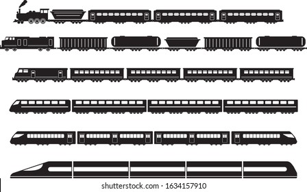 Train Rail Railway Metro Vector Icons Set