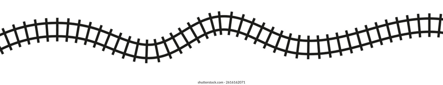 Train rail track railway pattern. 3D line road isolated circle icon. Flat vector illustration isolated on white background..