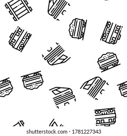 Train Rail Transport Seamless Pattern Vector Thin Line. Illustrations